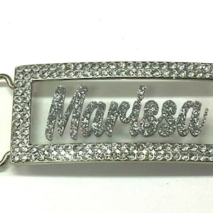 Adjustable Belt Buckle Laser Cut Personalized Custom Bling Rhinestone Silver Glitter Any Name, Word Fantastically Unique and Eye Catching image 8