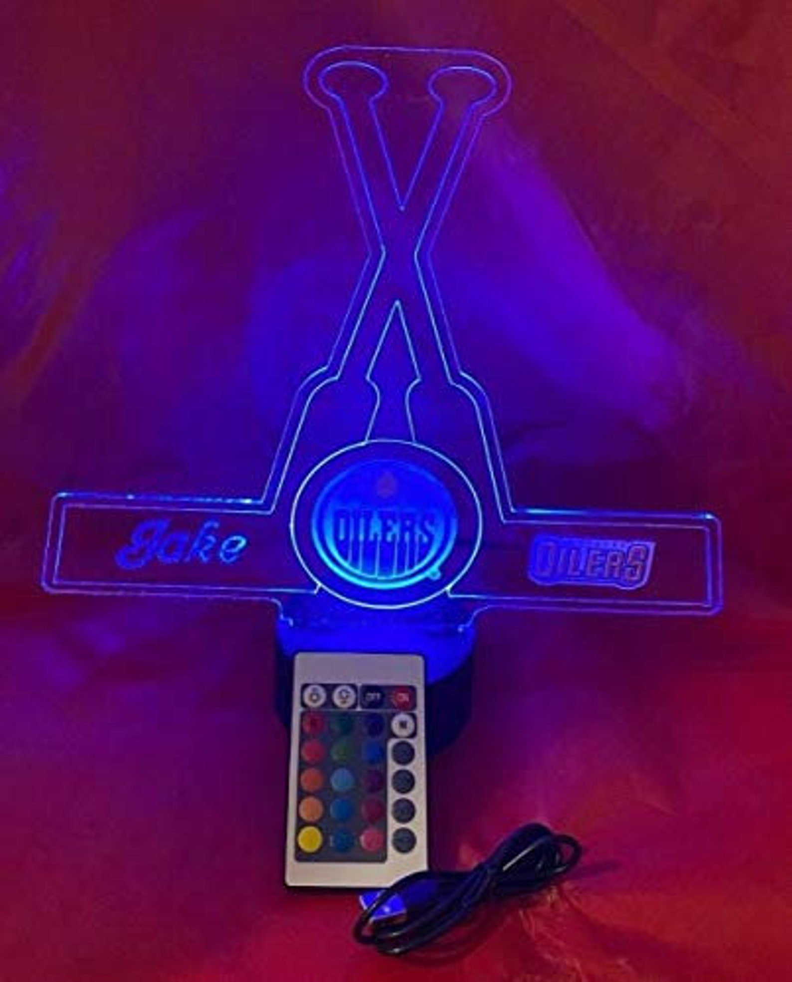 Edmonton Oilers Hockey Sticks Sports Night Light up Table Lamp Etsy