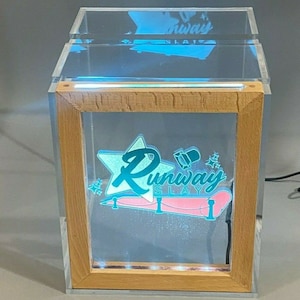 Fantastically Unique Thank You Tip Box Raffle Fund Raiser Donation Jar Personalized Free Engraved LED 16 Color Changing 7&quot;Wx8.5&quot;H Container