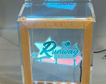 Fantastically Unique Thank You Tip Box Raffle Fund Raiser Donation Jar Personalized Free Engraved LED 16 Color Changing 7"Wx8.5"H Container