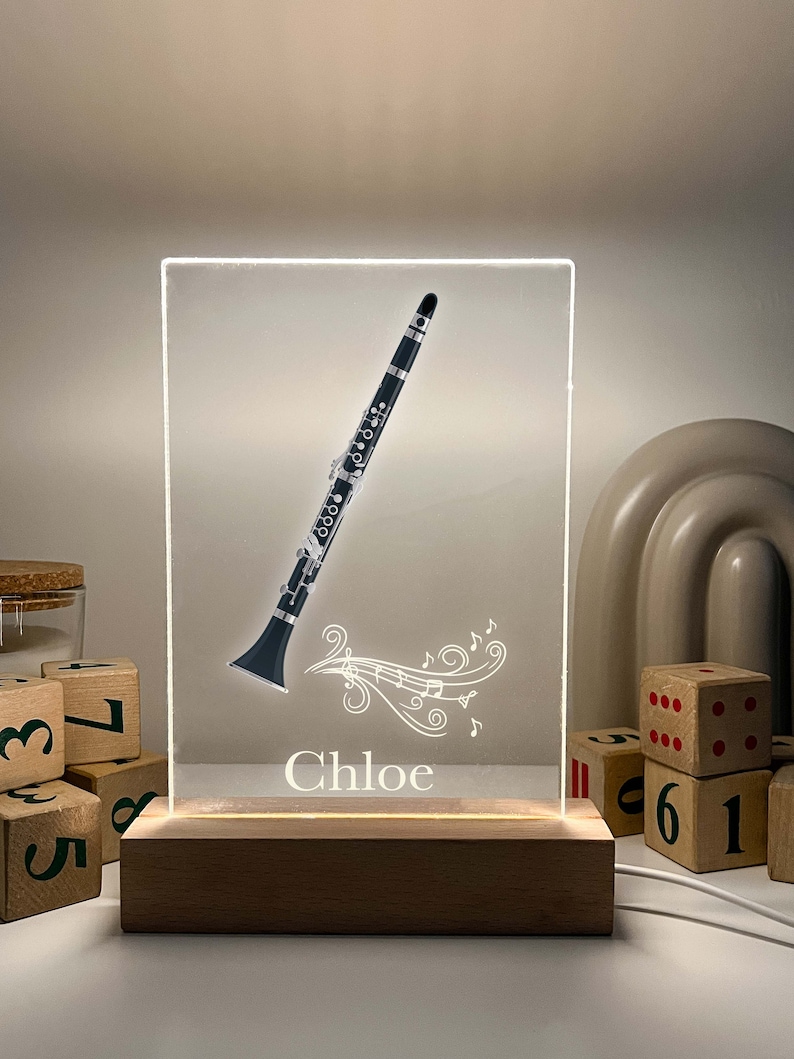 Clarinet Player, Wind Instrument Night Light Up Table Lamp LED Personalized Custom, Gift For Musicians, Clarinetists, Music Band Lovers Gift image 4