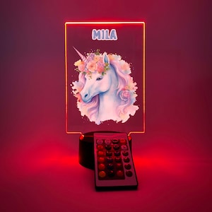Cute Colorful Unicorn Magical Princess Girls Kids Room Bedroom Decor Custom Name Night Light Up LED Personalized  16 Color Option Great Gift