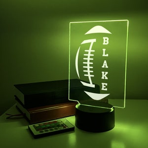 Custom Personalized Name Engrave LED 16 Colors Night Light Up Table Desk Lamp Boys Sports School Team Football Choice Design Room Décor Gift