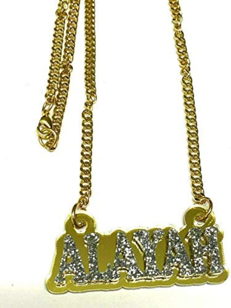 Dazzling and Stunning! Personalized Matching Necklace and Stud Post Earrings Set Name Plate Custom Laser Cut Diamond Look Made to Order