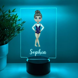 Gymnastics Sign Night Light Up Lamp Personalized Free Custom Engraved 16 Color Options & Remote Control Best Gymnastics Gift, Gymnast Trophy
