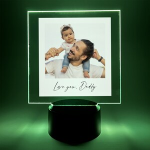 Custom Photo Picture LED Wood Stand Light Lamp Dad Love You Daddy Father Uncle Grandpa Engraved Free Personalized Message, Father&#39;s Day Gift