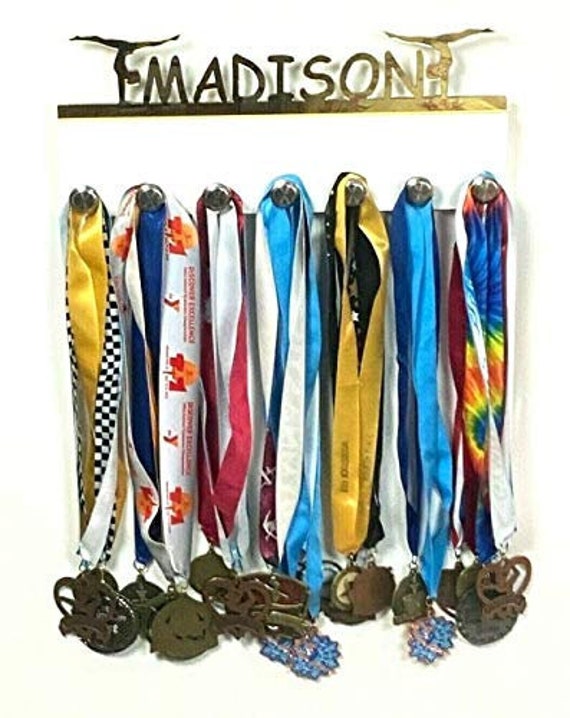Porta medaglie con nome personalizzato personalizzato Ginnastica Ginnaste  Display sportivo Premi Organizer da parete Appendiabiti con ganci per oltre  60 medaglie, nastri -  Italia