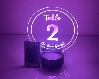 Custom Made Light Up 16 Colors LED Table Party Table Number Centerpiece Sweet 16, Birthday, Bar/Bat Mitzvah, Weddings, Quinceanera, Parties!