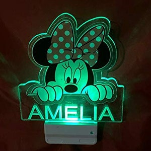 Minnie Mouse Night Light Multi Color Personalized LED Wall Plug-in Cool-Touch Smart Dusk to Dawn Sensor Childrens Bedroom Hallway Super Cool image 8