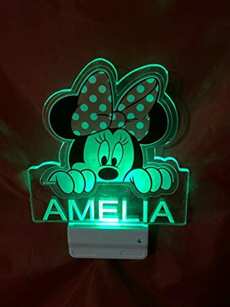 Minnie Mouse Night Light Multi Color Personalized LED Wall Plug-in Cool-Touch Smart Dusk to Dawn Sensor Childrens Bedroom Hallway Super Cool image 8