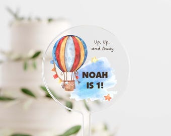 Personalized Hot Air Balloon Happy Birthday Cake Topper Boys Girls Kids Theme Party Decoration Top Centerpiece Decor | Celebrate & Party