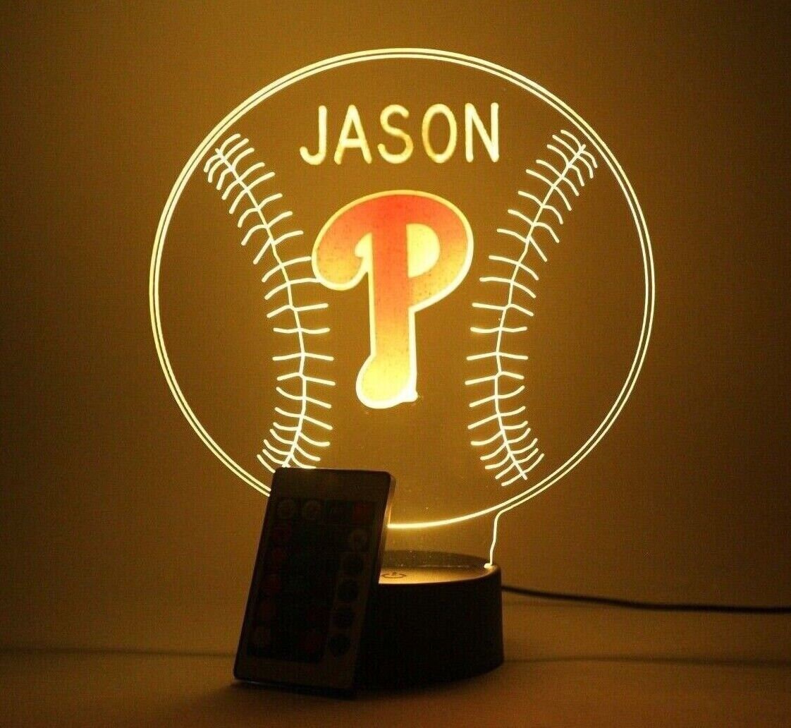 Philadelphia Phillies Night Light up Table Desk Lamp Baseball Etsy UK