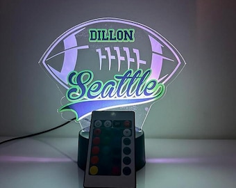 Seattle Seahawks LED Light Lamp - Russell Wilson Themed Collectible, Multi-Color Home Decor Gift