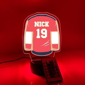 Gepersonaliseerde naam en nummer ijshockeyjersey speler fan teamsporten thema-avond 16 kleuren lichtlamp led kamer mangrot decor - Florida