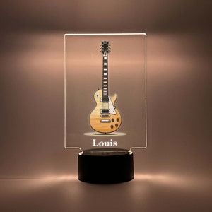 Classic Guitar LED 16 Color Night Light Up Lamp Personalized Guitar, Music Theme Gift Lovers, Gift for Guitarist Musicians W/ Remote Control