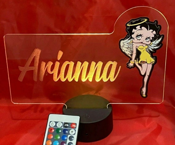 Betty Boop Ange Lumineux Lampe DEL Personnalisé Lampe de table gravé avec télécommande 