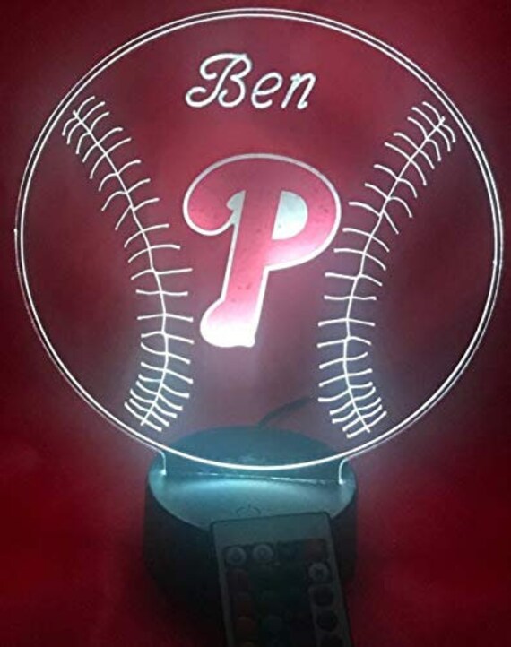 Philadelphia Phillies Night Light Up Table Desk Lamp Baseball Etsy