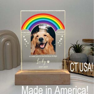 LED Light Up Pet Gedenktafel | Haustier-Memorial Nachtlicht | Personalisierte Geschenke für Haustier-Verlust | Benutzerdefinierte Haustier Foto | Benutzerdefinierte Haustier-Memorial-Geschenke