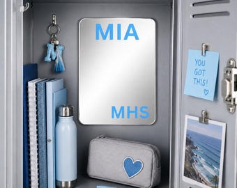 School Name Gym Locker Mirror Personalized Back to School Magnetic Custom Name Decor | School Locker Organizer Accessory | Gift for Students