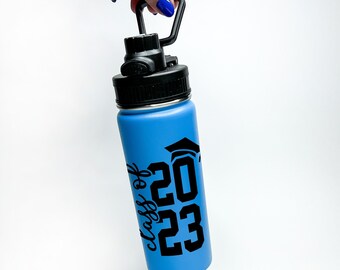Personalized Custom Sports Water Bottle 18/32 oz Stainless Steel Insulated Flasks Graduation Gift, Grad Gift, Class of 2023 Graduation Gift