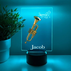 Trumpet Player Instrument Night Light Up Table Desk Lamp LED Personalized Custom, Gift For Musicians, Music Band, Classical Jazz Ensembles