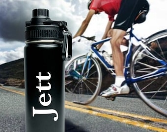 Botella de agua deportiva Frascos aislados de acero inoxidable de 18/32 oz Botella de agua personalizada, botella de agua personalizada, botella con nombre, mantiene el frío las 24 horas