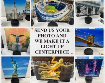 Custom Made 16 Colors LED Table Party Centerpiece Large 8"x10" Mitzvah Parties Events - Create Your Own Logo or Design & Light Up the Party!