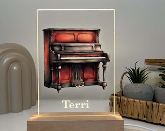 Piano Pianist Player LED Night Light Up Desk Table Lamp Personalized Keyboard Instrument Music Theme Gift for Musicians Song Notes Keys Gift