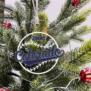 Personalized Ornament Baseball Sports Team Fan Xmas Keepsake 3.5&quot; Acrylic Festive Holiday Christmas Tree Hanging Decoration Gift - Colorado