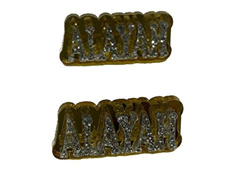Dazzling and Stunning! Personalized Matching Necklace and Stud Post Earrings Set Name Plate Custom Laser Cut Diamond Look Made to Order