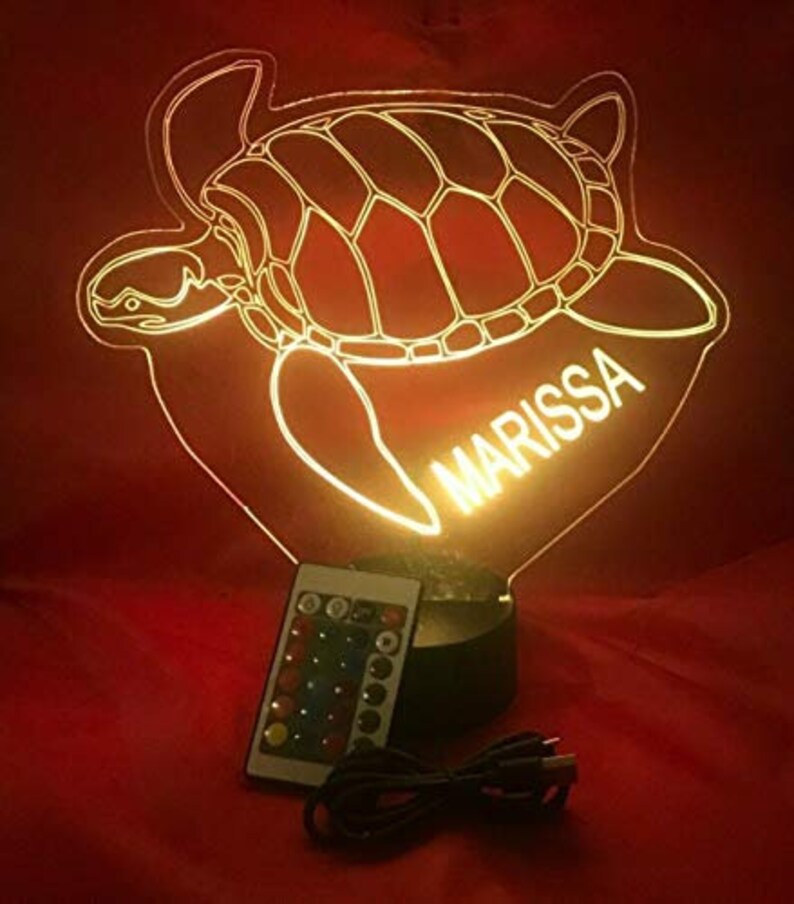Sea Turtle Night Light Up Table Desk Lamp LED Personalized Etsy