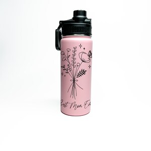 Sports Water Bottle 18/32 oz Stainless Steel Insulated Flasks Keeps Drinks Cold Personalized Flowers For Mom Mommy Stepmom Mother&#39;s Day Gift
