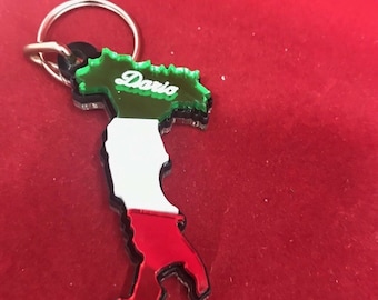 Italian Italy Boot Keychain Personalized Custom Name Free Engraved Key Chain Any Name Key Ring, Clip on Bag, Backpack Luggage, Perfect Gift