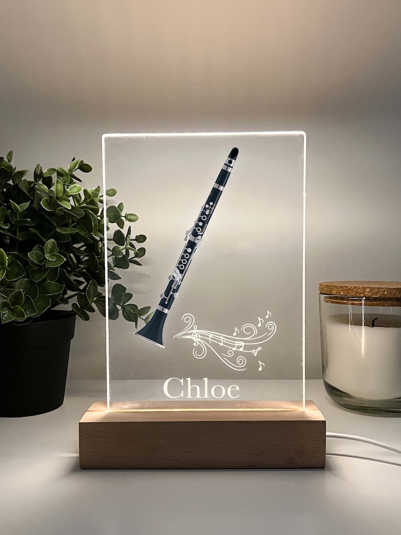 Clarinet Player, Wind Instrument Night Light Up Table Lamp LED Personalized Custom, Gift For Musicians, Clarinetists, Music Band Lovers Gift image 3