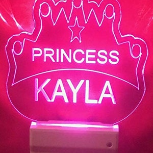 Princess Crown Night Light Multi Color Personalized LED Wall Plug-in, Cool-Touch Smart Dusk Dawn Sensor Bedroom Hallway Bathroom, Super Cool