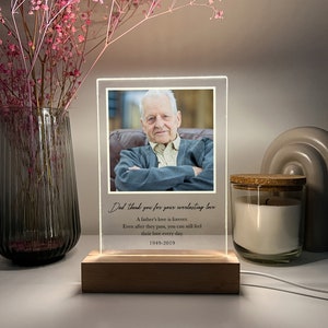 Custom Personalized Photo LED Wood Stand Room Night Light Up Table Lamp In Loving Memory Condolence Remembrance Loss Sympathy Memorial Gift image 2