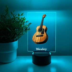 Custom Guitar Desk Lamp Gift for Musicians. Personalized Classic Guitar Lamp as Gift for Guitarist. Custom Night Light Gift for Music Lovers