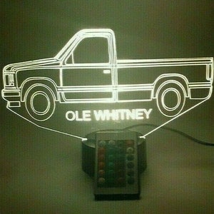 Pick Up Pickup Utility Truck Night Light Table Desk Lamp LED Personalized Free Engrave Custom Name It&#39;s Wow With Remote 16 Colors Great Gift