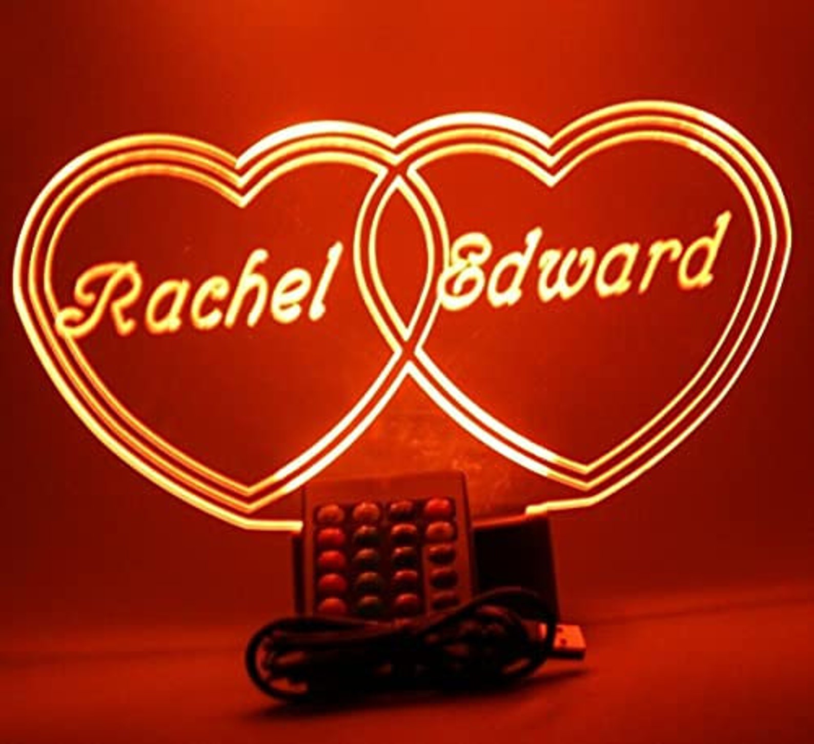 Couple Double Hearts Love Night Light up Table Desk Lamp LED Etsy