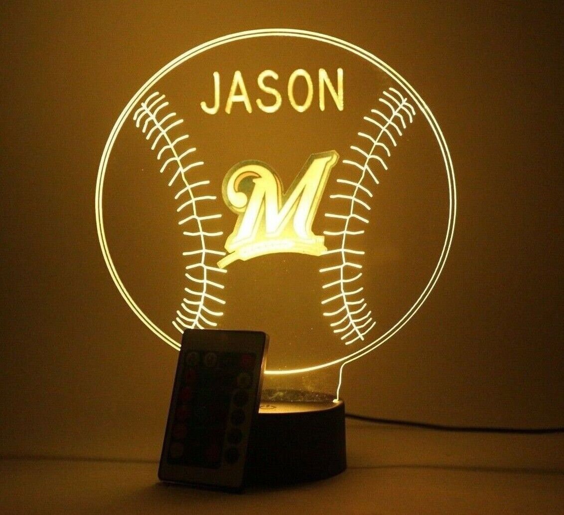 Milwaukee Brewers Night Light up Table Desk Lamp Baseball Etsy