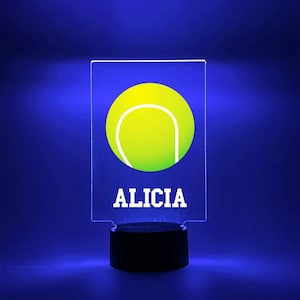 Custom LED 16 Color Night Light Up Table Desk Lamp Boys Girls Sports School Team Tennis Ball Game Player Room Décor Gift | Personalized Free