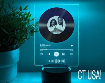 Free Personalized Music LED Night Light Create Your Own Music Art Song, Music Photo Plaque Dorm Room Decor Couple Gifts, Valentines Day Gift