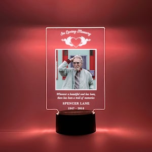 Personalized Unique Sympathy Gifts For Loss Custom In Loving Memory Loved One Light Up Picture Frame Photo & Text Memorial Plaque Night Lamp
