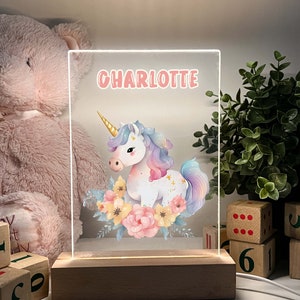 LED Night Lights Up for Girls Room Custom Cute Unicorn Princess Table Desk Lamp Personalized Names Engraved, Birthday, Christmas, Best Gifts