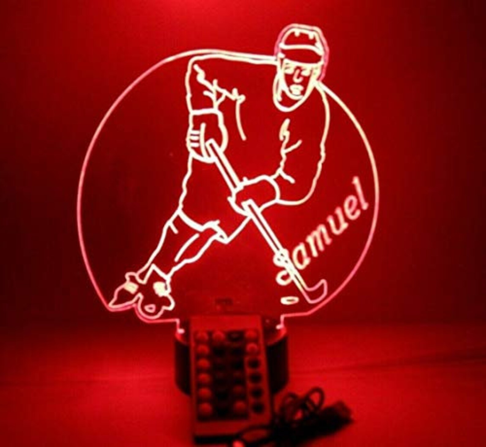 Ice Hockey Player Sports Night Light up Table Desk Lamp LED Etsy