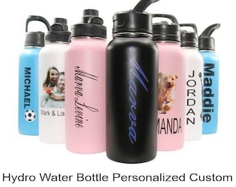 Personalized Insulated Stainless Steel Sports 18/32oz Water Bottle Custom Print Engraved Keeps Cold 24 hrs Classic Thermal Flasks Easy Carry