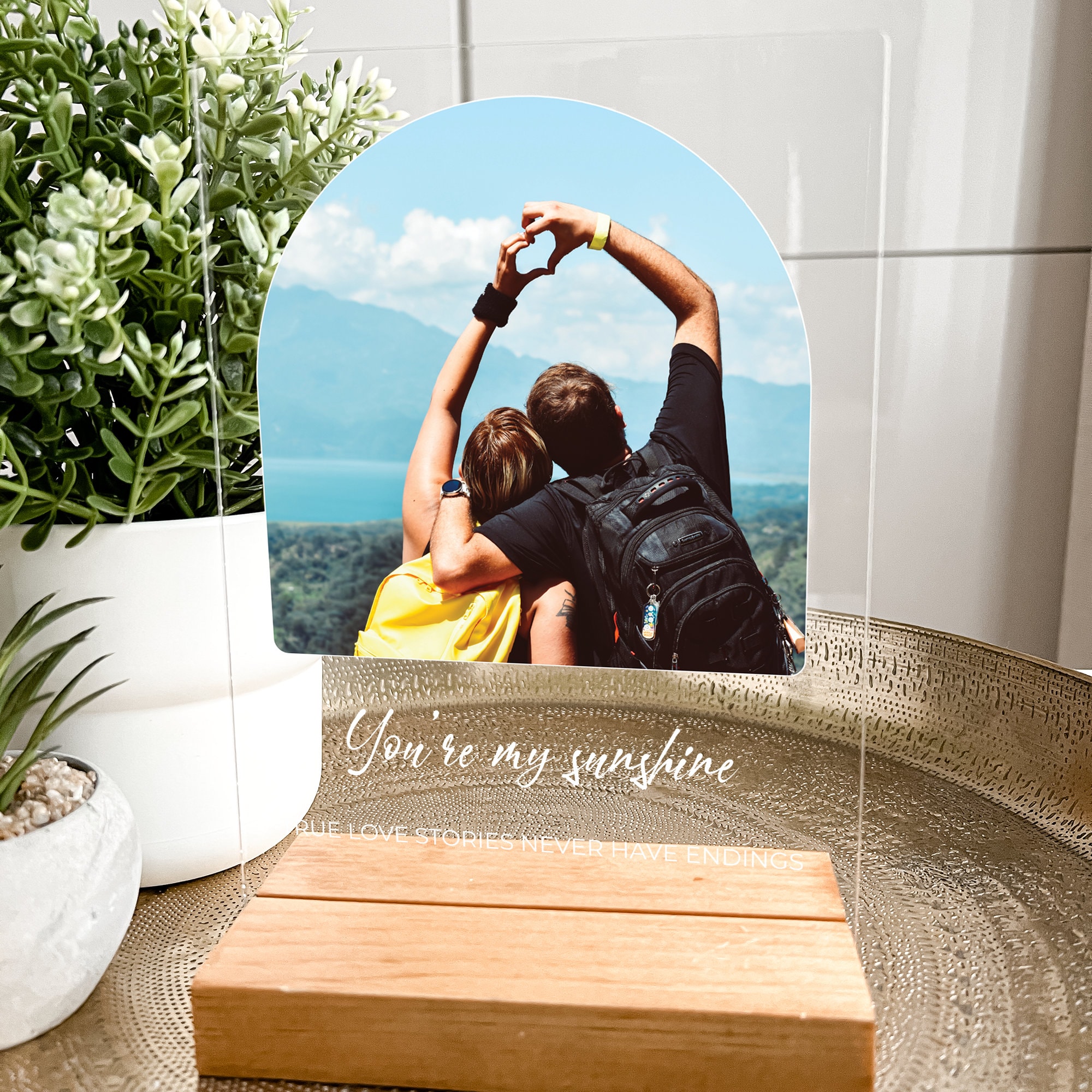 Custom Modern Arch Shape Personalized Picture With Stand, Valentines Day, Anniversary Gift, Engagement & Wedding Gifts, Custom Photo Plaque