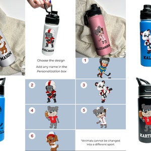 Personalized Insulated Stainless Steel Sports 18/32oz Water Bottle Custom Team Player Animal Athletes Choice Design Classic Thermal Flasks