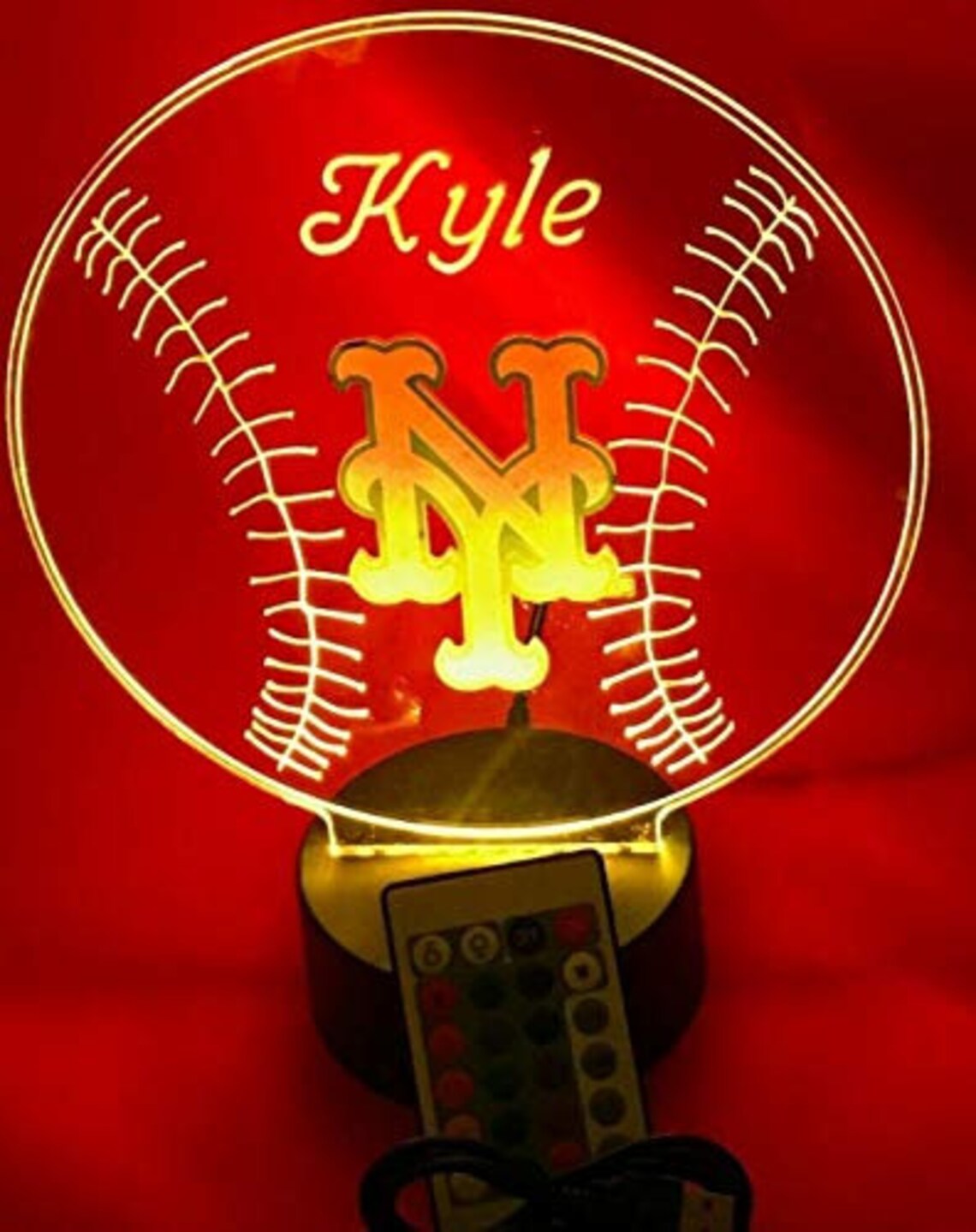 New York Mets NY Night Light up Table Desk Lamp Baseball Etsy