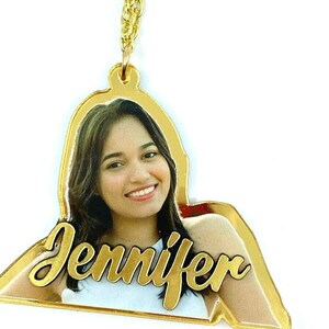 Your Custom Picture Photo Printed on Premium Clear Acrylic Necklace Pendant Personalized Free Laser Cut Name With Quality Choice Chain- WOW!